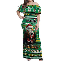 Nigeria Christmas Off Shoulder Maxi Dress Eagle Santa African Pattern - Wonder Print Shop
