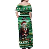 Nigeria Christmas Off Shoulder Maxi Dress Eagle Santa African Pattern - Wonder Print Shop