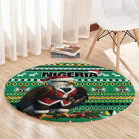 Nigeria Christmas Round Carpet Eagle Santa African Pattern