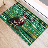 Nigeria Christmas Rubber Doormat Eagle Santa African Pattern - Wonder Print Shop