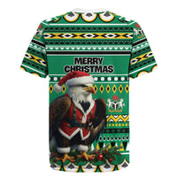 Nigeria Christmas Rugby Jersey Eagle Santa African Pattern - Wonder Print Shop