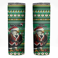 Nigeria Christmas Skinny Tumbler Eagle Santa African Pattern - Wonder Print Shop