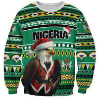 Nigeria Christmas Sweatshirt Eagle Santa African Pattern - Wonder Print Shop