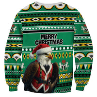 Nigeria Christmas Sweatshirt Eagle Santa African Pattern - Wonder Print Shop