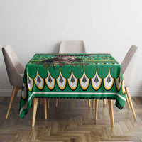 Nigeria Christmas Tablecloth Eagle Santa African Pattern - Wonder Print Shop