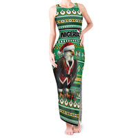 Nigeria Christmas Tank Maxi Dress Eagle Santa African Pattern - Wonder Print Shop