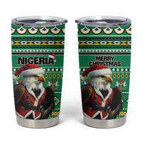 Nigeria Christmas Tumbler Cup Eagle Santa African Pattern - Wonder Print Shop