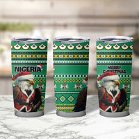 Nigeria Christmas Tumbler Cup Eagle Santa African Pattern - Wonder Print Shop