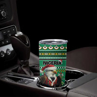 Nigeria Christmas Tumbler Cup Eagle Santa African Pattern - Wonder Print Shop