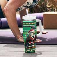 Nigeria Christmas Tumbler With Handle Eagle Santa African Pattern - Wonder Print Shop