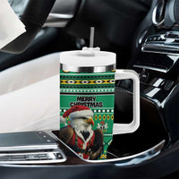Nigeria Christmas Tumbler With Handle Eagle Santa African Pattern - Wonder Print Shop