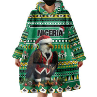 Nigeria Christmas Wearable Blanket Hoodie Eagle Santa African Pattern - Wonder Print Shop