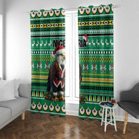 Nigeria Christmas Window Curtain Eagle Santa African Pattern - Wonder Print Shop