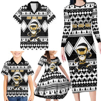 Personalized Power Black Ranger Santa Claus Family Matching Long Sleeve Bodycon Dress and Hawaiian Shirt Funny Christmas - Wonder Print Shop