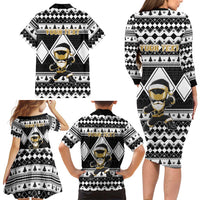 Personalized Power Black Ranger Santa Claus Family Matching Long Sleeve Bodycon Dress and Hawaiian Shirt Funny Christmas - Wonder Print Shop