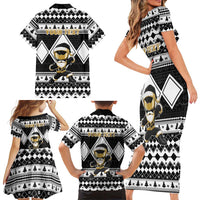 Personalized Power Black Ranger Santa Claus Family Matching Short Sleeve Bodycon Dress and Hawaiian Shirt Funny Christmas - Wonder Print Shop