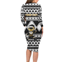 Personalized Power Black Ranger Santa Claus Long Sleeve Bodycon Dress Funny Christmas - Wonder Print Shop