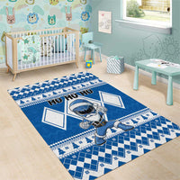 Power Blue Ranger Santa Claus Area Rug Funny Christmas - Wonder Print Shop