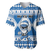 Personalized Power Blue Ranger Santa Claus Baseball Jersey Funny Christmas - Wonder Print Shop