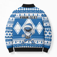 Personalized Power Blue Ranger Santa Claus Bomber Puffer Jacket Funny Christmas - Wonder Print Shop