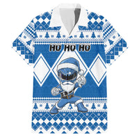 Personalized Power Blue Ranger Santa Claus Family Matching Long Sleeve Bodycon Dress and Hawaiian Shirt Funny Christmas - Wonder Print Shop