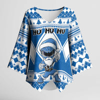 Personalized Power Blue Ranger Santa Claus Kimono Sleeve Blouse Funny Christmas - Wonder Print Shop