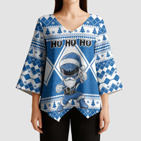 Personalized Power Blue Ranger Santa Claus Kimono Sleeve Blouse Funny Christmas - Wonder Print Shop