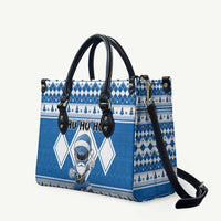 Power Blue Ranger Santa Claus Leather Bag Funny Christmas - Wonder Print Shop
