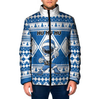 Personalized Power Blue Ranger Santa Claus Padded Jacket Funny Christmas - Wonder Print Shop