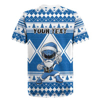 Personalized Power Blue Ranger Santa Claus Rugby Jersey Funny Christmas - Wonder Print Shop