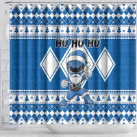 Power Blue Ranger Santa Claus Shower Curtain Funny Christmas - Wonder Print Shop