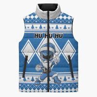 Personalized Power Blue Ranger Santa Claus Sleeveless Puffer Jacket Funny Christmas - Wonder Print Shop