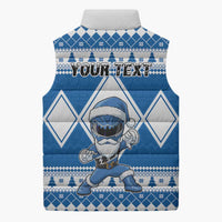 Personalized Power Blue Ranger Santa Claus Sleeveless Puffer Jacket Funny Christmas - Wonder Print Shop