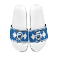 Power Blue Ranger Santa Claus Slide Sandals Funny Christmas - Wonder Print Shop