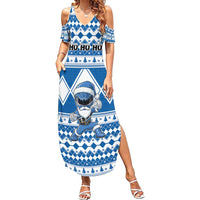 Personalized Power Blue Ranger Santa Claus Summer Maxi Dress Funny Christmas - Wonder Print Shop