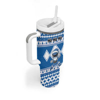 Personalized Power Blue Ranger Santa Claus Tumbler With Handle Funny Christmas - Wonder Print Shop
