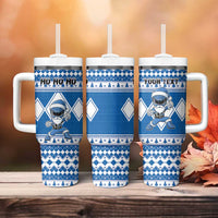 Personalized Power Blue Ranger Santa Claus Tumbler With Handle Funny Christmas - Wonder Print Shop