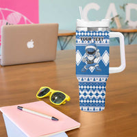 Personalized Power Blue Ranger Santa Claus Tumbler With Handle Funny Christmas - Wonder Print Shop