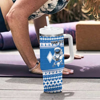 Personalized Power Blue Ranger Santa Claus Tumbler With Handle Funny Christmas - Wonder Print Shop