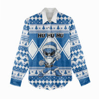 Personalized Power Blue Ranger Santa Claus Women Casual Shirt Funny Christmas - Wonder Print Shop