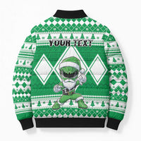 Personalized Power Green Ranger Santa Claus Bomber Puffer Jacket Funny Christmas - Wonder Print Shop