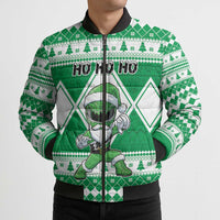 Personalized Power Green Ranger Santa Claus Bomber Puffer Jacket Funny Christmas - Wonder Print Shop