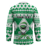 Personalized Power Green Ranger Santa Claus Hockey Jersey Funny Christmas - Wonder Print Shop