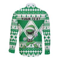 Personalized Power Green Ranger Santa Claus Long Sleeve Button Shirt Funny Christmas - Wonder Print Shop