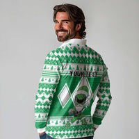 Personalized Power Green Ranger Santa Claus Long Sleeve Polo Shirt Funny Christmas - Wonder Print Shop