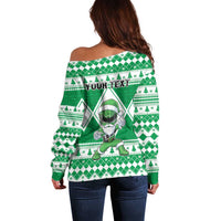 Personalized Power Green Ranger Santa Claus Off Shoulder Sweater Funny Christmas - Wonder Print Shop