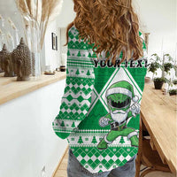 Personalized Power Green Ranger Santa Claus Women Casual Shirt Funny Christmas - Wonder Print Shop