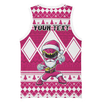 Personalized Power Pink Ranger Santa Claus Basketball Jersey Funny Christmas - Wonder Print Shop