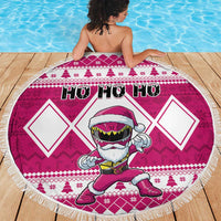 Power Pink Ranger Santa Claus Beach Blanket Funny Christmas - Wonder Print Shop