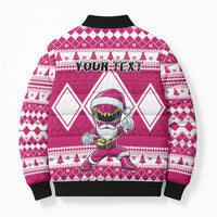 Personalized Power Pink Ranger Santa Claus Bomber Puffer Jacket Funny Christmas - Wonder Print Shop